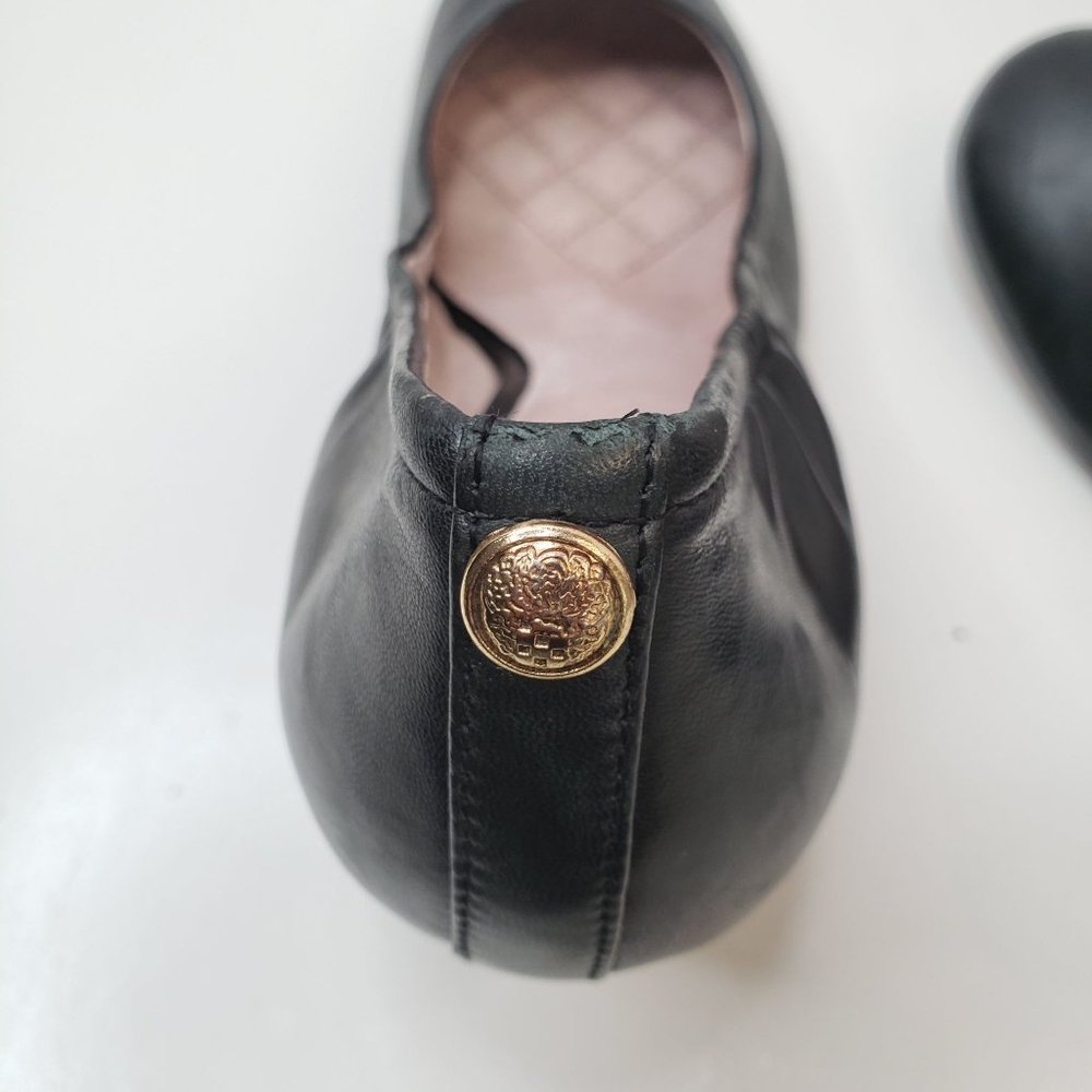 Vince Camuto Slip On Wedge Shoes Sz 8.5 Black Leather Comfort Heeled Dress Shoe - Picture 9 of 11